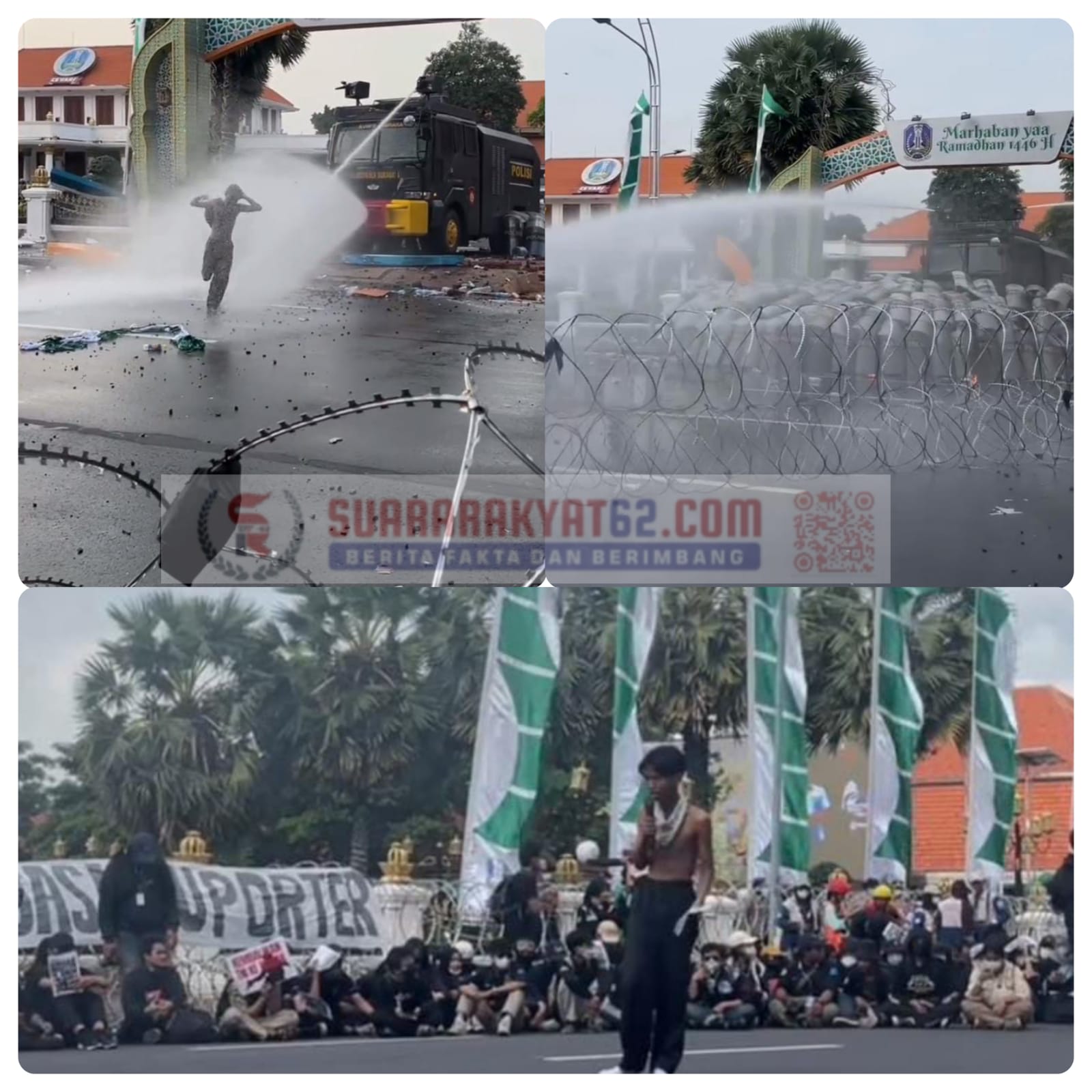 Masa Aksi melakukan Treatikal Penolakan UU TNI dan Kemudian di semprot gas air mata oleh aparat Kepolisian - Depun Gedung Grahadi Surabaya