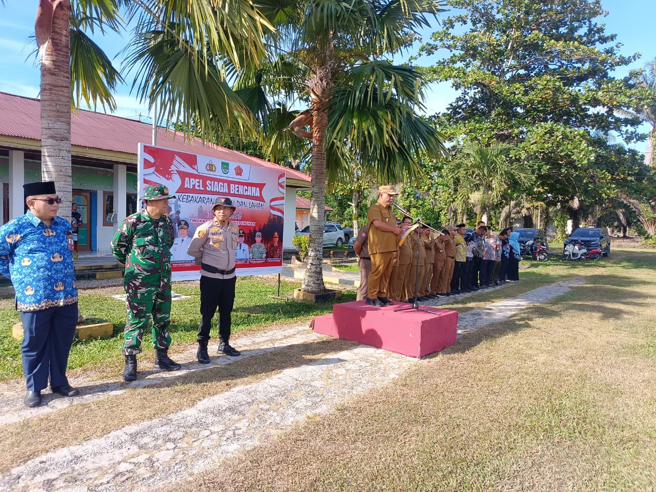 Polsek Kepenuhan Bersama Forkopimcam Siaga Karhutla, Pastikan Personel dan Peralatan Siap Tempur
