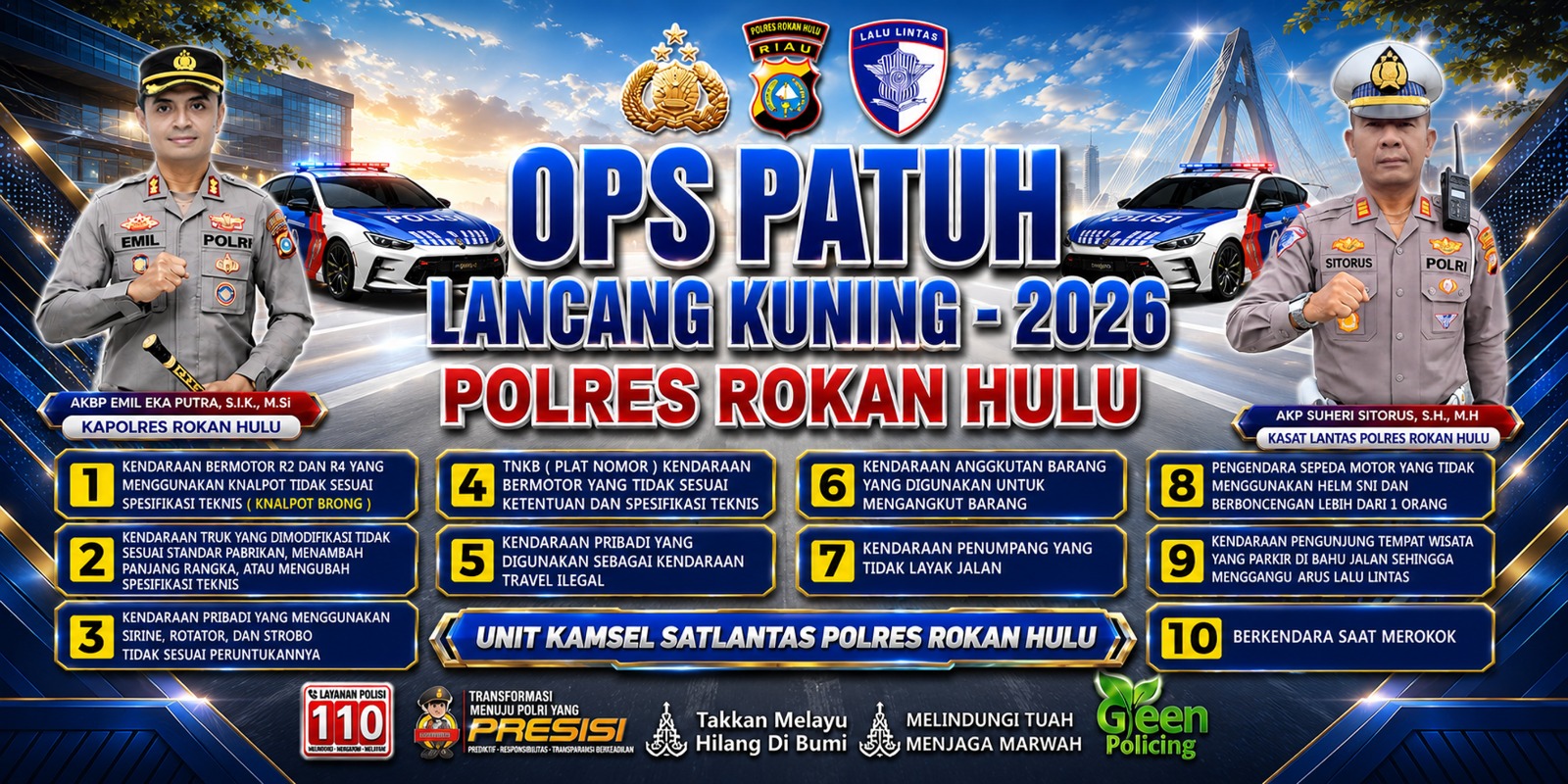 Operasi Patuh Lancang Kuning 2026 Resmi Jalan 8 Juni, Polres Rohul Ajak Disiplin Berlalu Lintas